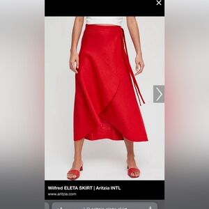 Aritzia red linen skirt